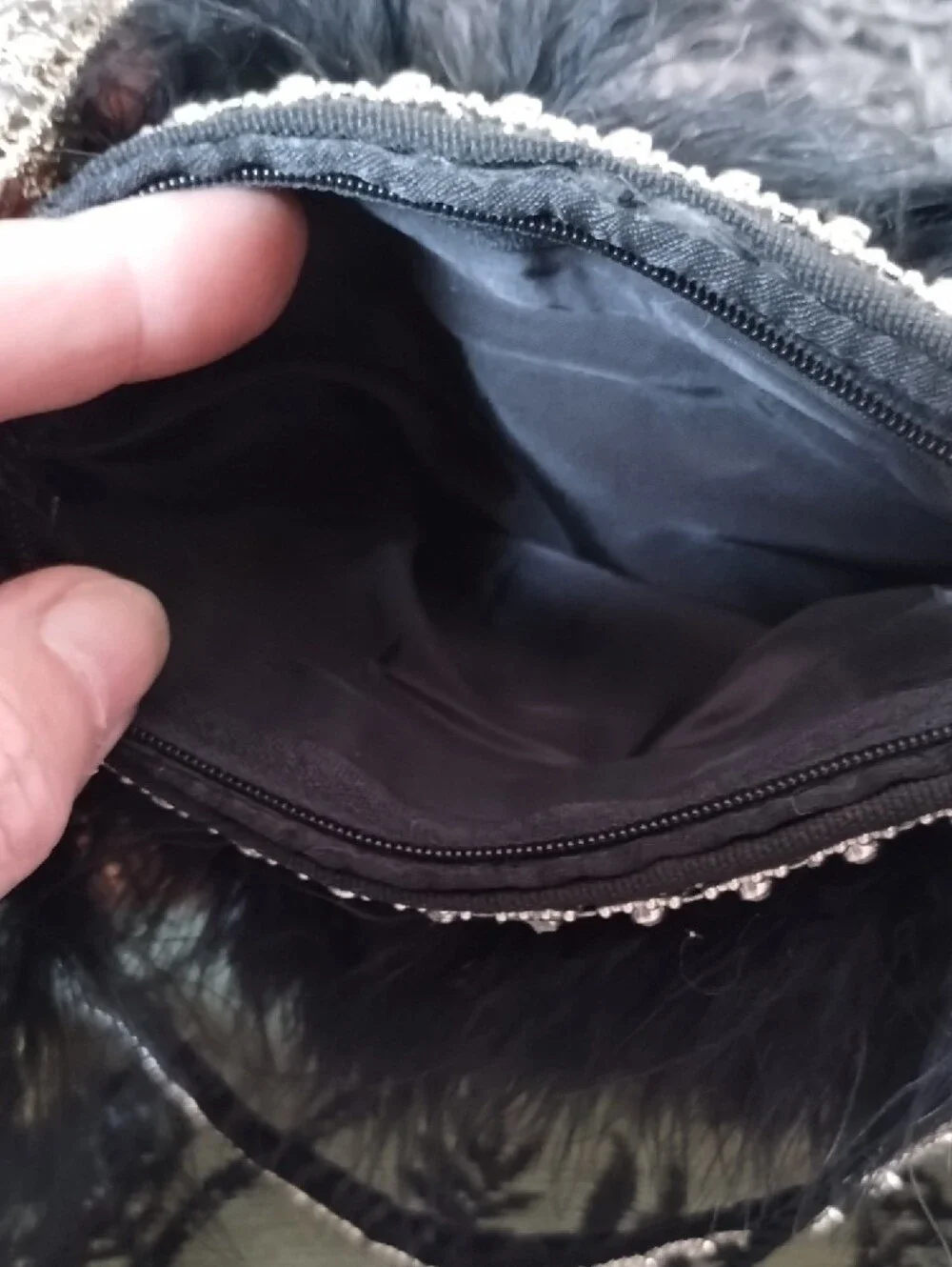 Boho Feather Beaded Evening Bag in Black and Brown